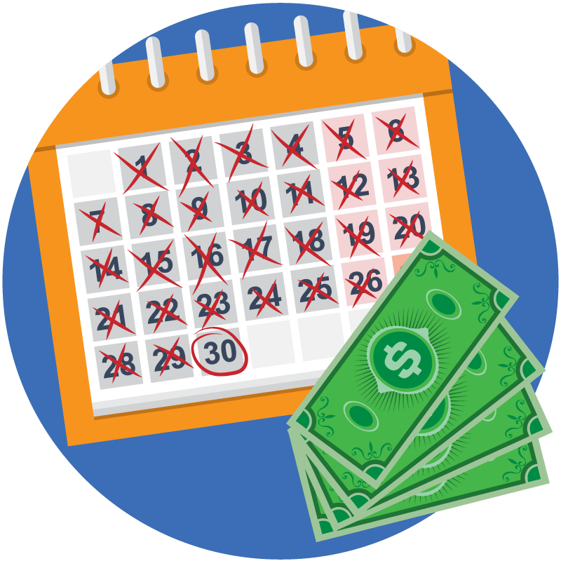 Calendar with money: Take the ExpressVPN trial for 30 days risk-free, and get your money back if you’re not satisfied